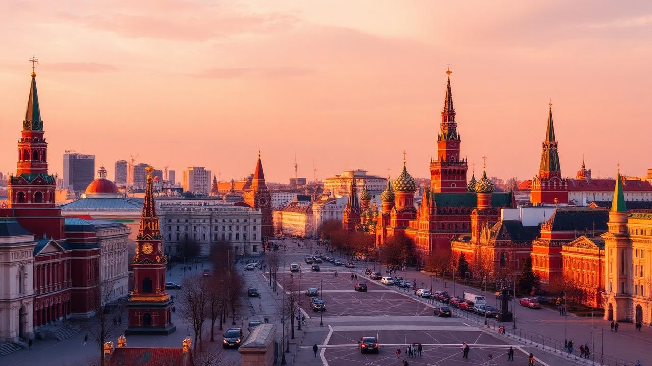 Кремль и центр Москвы на закате